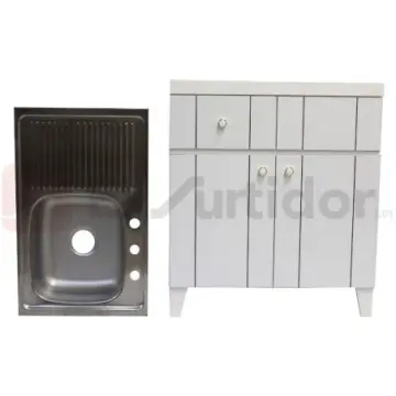 Base Para Fregadero Con Tarja Escurridor Izquierdo Puga F80 Blanco.