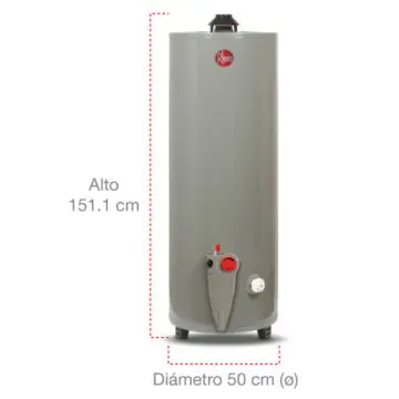 Calentador Para Agua de Deposito Rheem 29v50 de 50 Galones (190 Litros) Para Gas LP Blanco
