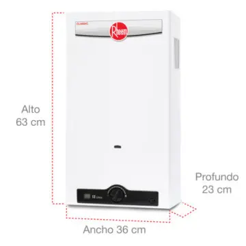 Calentador Para Agua Instantaneo Rheem Rhin-chl13n 13l Para Gas Natural Blanco