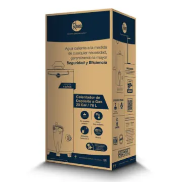 Calentador Para Agua de Deposito Rheem 29v20s de 20 Galones (76 Litros) Para Gas Natural Blanco