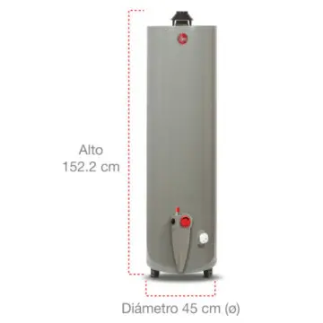 Calentador Para Agua de Deposito Rheem 29v40 de 40 Galones (152 Litros) Para Gas Natural Blanco