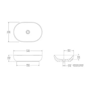 Lavabo de Sobreponer Ovalado Sin Rebosadero Helvex LV Nari Blanco