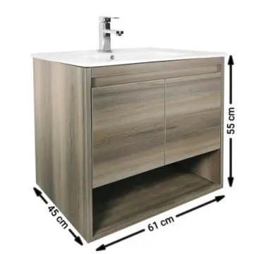 Tocador Con Lavabo Y Espejo 61x45cm Mado Coruña Roble Colorado