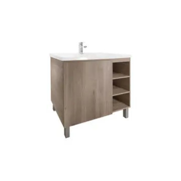 Tocador Mado Barcelona 81x45 Con Lavabo Y Espejo Greige Oak