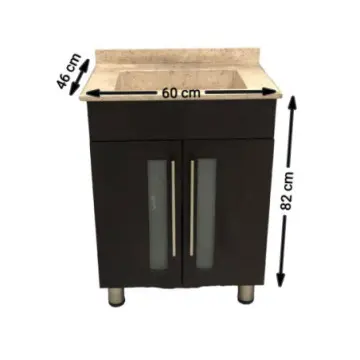 Tocador Con Cubierta de Mármol Y Ovalín Ditoma 60x45 Tauro Wengue