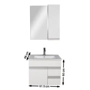 Tocador Ditoma Jada 60x46 Con Espejo Y Cubierta Cerámica Blanco