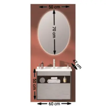 Tocador, Lavabo Y Espejo Machen Plywood 60 Diamante
