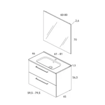 Tocador Con Espejo Y Lavabo Esbaño Royomex Easy 60 91369 Roble Provenzal