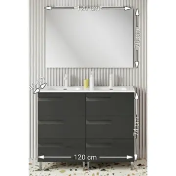 Tocador Con Espejo Y Lavabo Esbaño Royomex Vitale Con Patas 120 91225 Laca Gris