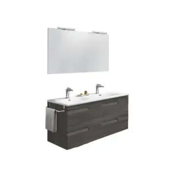 Tocador Con Espejo Y Lavabo Esbaño Royomex Vitale 120 91211 Sin Patas Bodega Gray