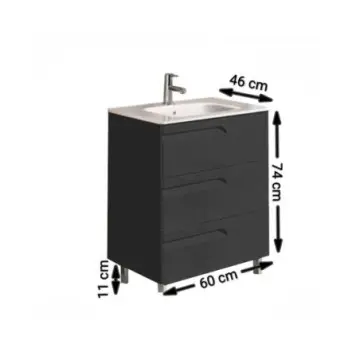 Tocador Con Patas Espejo Y Lavabo Vitale 60 91273 Gris Lacado