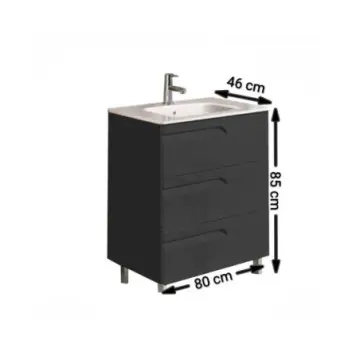 Tocador Con Patas Espejo Y Lavabo Vitale 80 91277 Gris Lacado