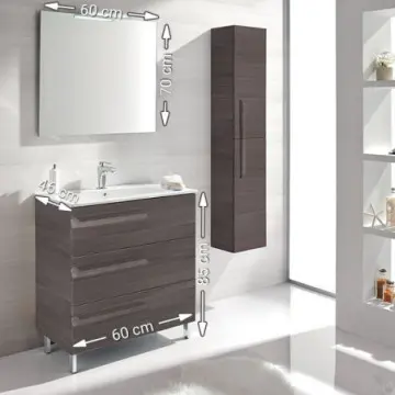 Tocador Con Patas Espejo Y Lavabo Vitale 60 91271 Bodega Gray