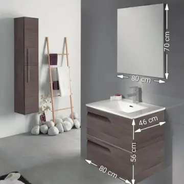 Tocador Sin Patas Con Espejo Y Lavabo Esbaño 80 Vitale 91108 Bodega Gray