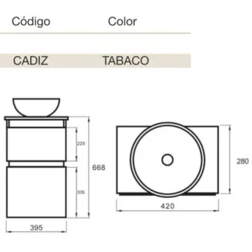 Tocador Con Lavabo de Una Perforación Valmex Cadiz 42x28x80 Tabaco