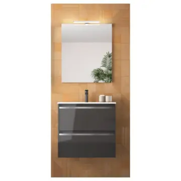 Tocador Esbaño Style 60 Con Lavabo Y Espejo Laca Blanca