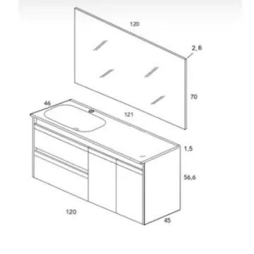Tocador Con Espejo Y Lavabo Izquierdo Esbaño 120 Style 91374 M-nuuk