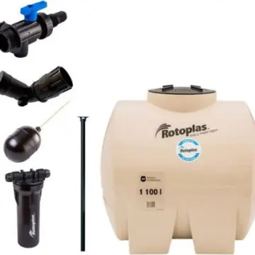 Tinaco Sisterna Horizontal Con Filtro Y Accesorios Rotoplas 500017 Garantia de Por Vida Eco 1100 L Beige