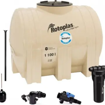 Tinaco Sisterna Horizontal Con Filtro Y Accesorios Rotoplas 500018 Garantia de Por Vida 1100 L Beige