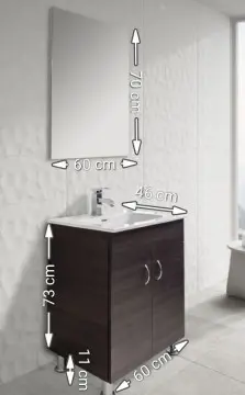 Tocador Esbaño Nova 60 Con Lavabo Orbis Y Espejo Roble Dakar 91324