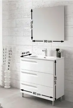 Tocador Esbaño Vitale 80 Con Lavabo Orbis Y Espejo Laca Blanca