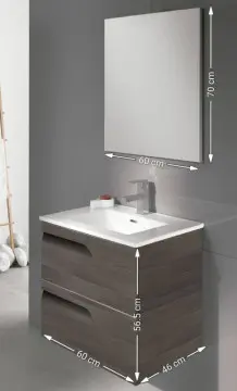 Tocador Esbaño Vitale 60 Con Lavabo Orbis Y Espejo Bodega Gray 91104