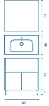 Tocador Band 80 Con Lavabo Orbis Sin Espejo Nuuk 90408