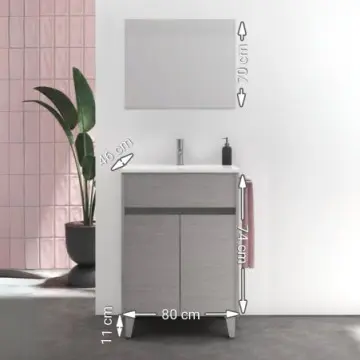 Tocador Band 80 C/espejo Y Lavabo Orbis Nuuk 91408 Esbñ