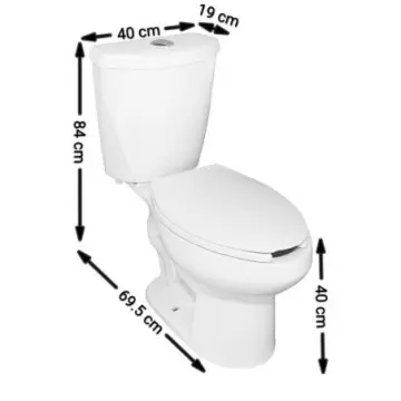 Sanitario Helvex Austral 2 Piezas 3.8 Litros Elongado Botón Blanco