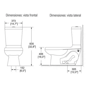 Sanitario Helvex Bolmen16m 2 Piezas Con Trampa Expuesta 4.8 Litros Elongado Marfil