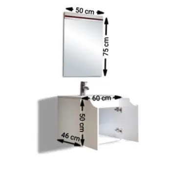 Tocador Con Espejo Y Cubierta Cerámica Con Lavabo Ditoma Kristel 50x46 Blanco