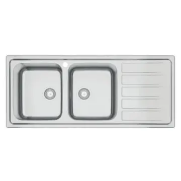 Tarja de 2 Cubetas de Empotrar Con Escurridor Derecho Tramontina 116x50 93816/603 Satín