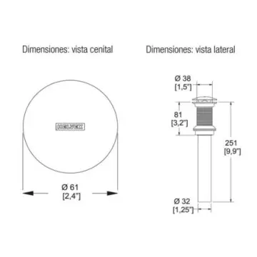 Contra Para Lavabo Tipo Hogo Sin Rebosadero Helvex Th-063 Cromo.