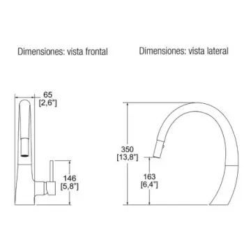Monomando Curvo Para Fregadero Con Cabezal Retráctil Helvex E-307 Cromo
