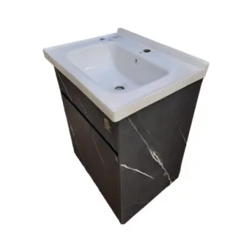 Tocador Marmol Kateglo 60n Lav Y Espejo 2puertas Negro