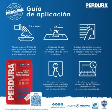 Pega Piso Sobre Piso Interiores Perdura Blanco 20kg