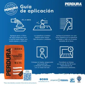 Pega Porcelanico Reforzado Perdura Blanco 20 Kg.