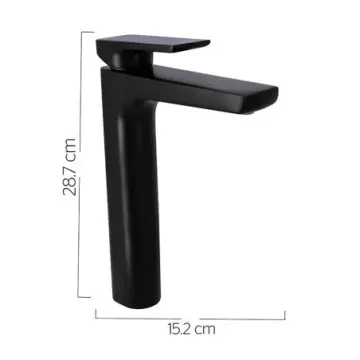 Monomando Alto Para Lavabo Urrea Quadro 2 9457qu.2 Negro Mate