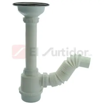 Céspol Flexible Con Bote Grande Y Contracanasta Para Fregadero Fleximatic 3500 Blanco