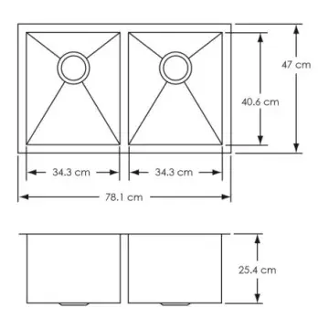 Tarja de submontar de acero inoxidable con contra Ekay EFU-311810ACO9 Satinada