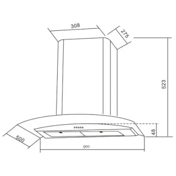Campana Decorativa Eb-técnica Cristal Curvo Eb-392 Acero Inoxidable
