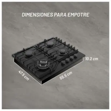 Parrilla Nuur de 4 Quemadores A Gas 59 cm Parga4vtm Negro Mate