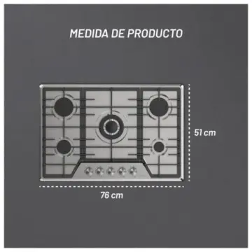 Parrilla Nuur de 5 Quemadores Para Gas Parga5ai Acero Inoxidable