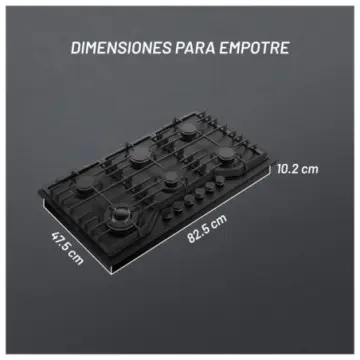 Parrilla Nuur de 6 Quemadores de 90 cm Parga6vtm-l Negro Mate
