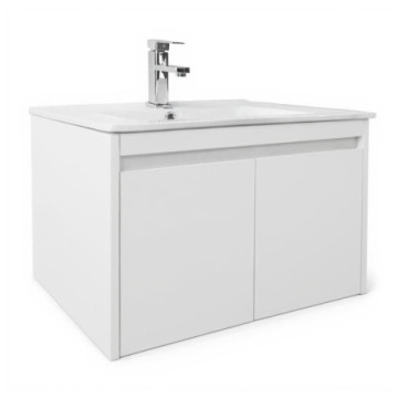 Tocador Mado Italia 61x46cm Con Lavabo Y Espejo Blanco Alto Brillo