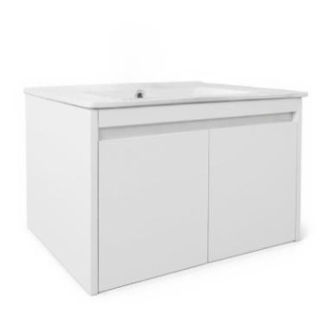 Tocador Mado Italia 61x46cm Con Lavabo Y Espejo Blanco Alto Brillo