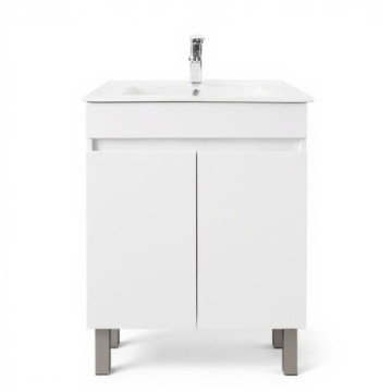 Tocador Mado Roma 61x46cm Con Lavabo Y Espejo Blanco Alto Brillo