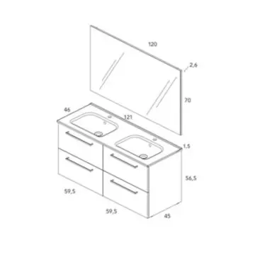 Tocador Suspendido Con Espejo Y Lavabo Easy 120 91371 Roble Provenzal