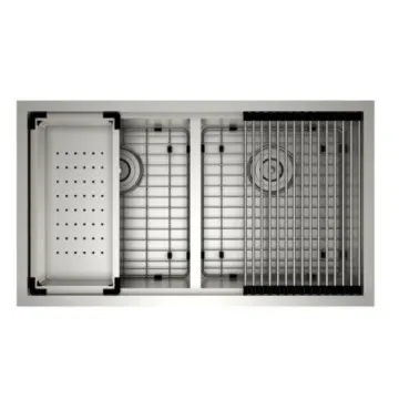 Tarja Doble Bajo Cubierta Con Accesorios Moen 83.8x48.2  Gs182040bux Acero Inoxidable