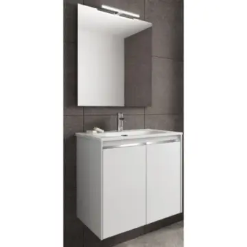 Tocador Esbaño Style 60 Con Lavabo Y Espejo Laca Blanca 91347